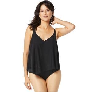 Coco Reef Women Black Mesh Captivate Bra-Sized Swim Tankini Top Size 38C